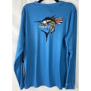 Habit Men's Tee Size Medium Broadside Basin Graphic Performance UPF 40+ Blue A30